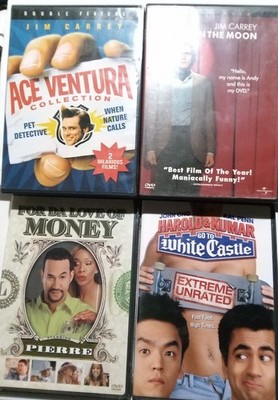 Ace Ventura 1 & 2. Man On The Moon, For Da Love Of Money (new), Harold & Kumar