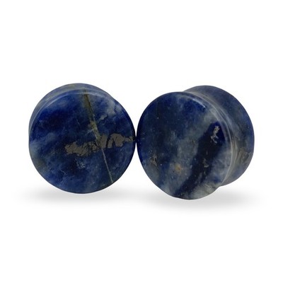 Pair of Blue Jasper Stone Double Flare Plugs (STN-733) gauges PICK SIZE