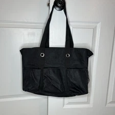 Thirty-One All Black Organizing Utility Tote Bag 15" x 10" x 6"