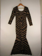 Fashion Nova Dress Womens Size M Sweater Maxi Fishtail Zebra Print Black Brown