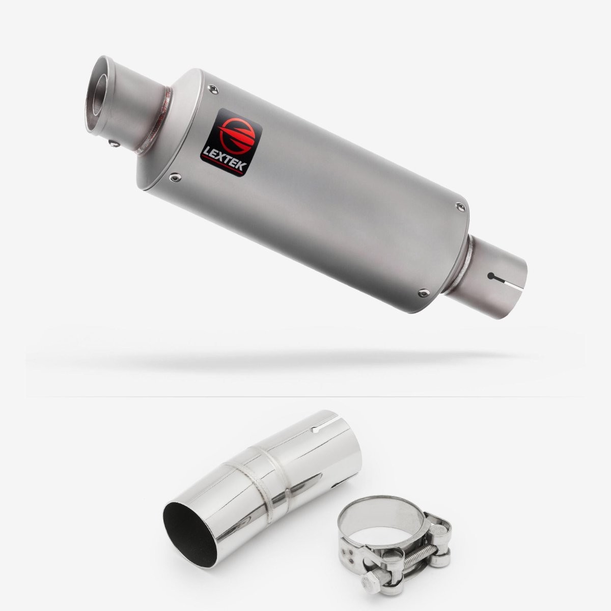 Lextek Stainless Steel GP1 Matt 240mm Exhaust with Link Pipe Silencer Chrome