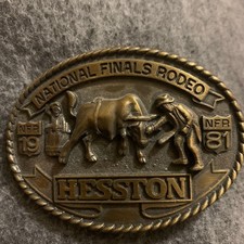 Vintage 1981 Hesston NFR National Finals Rodeo Bullfighter Belt Buckle