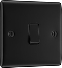 BG Electrical Single Wall Light Switch, 2 Way, Raised and Slim Profile, round Ed