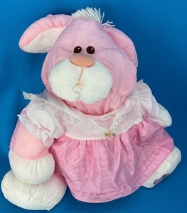 Vintage Fisher Price Puffalumps Pink Puffalump Bunny Rabbit in Pink Dress