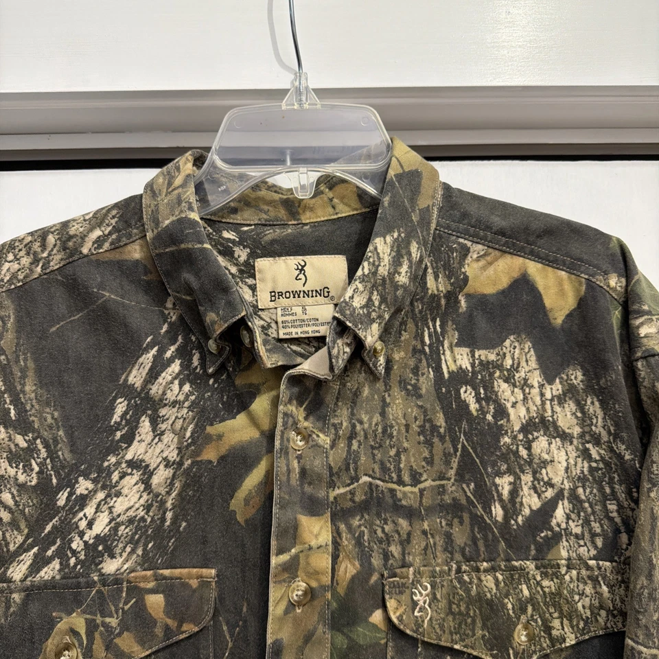 Browning Shirt MENS XL Mossy Oak Camo Long Sleeve Button Down Flannel Hunting - Image 3 of 4
