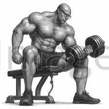 Digital Picture Photo Buffed Man in Glasses Exercising Blog Post Print