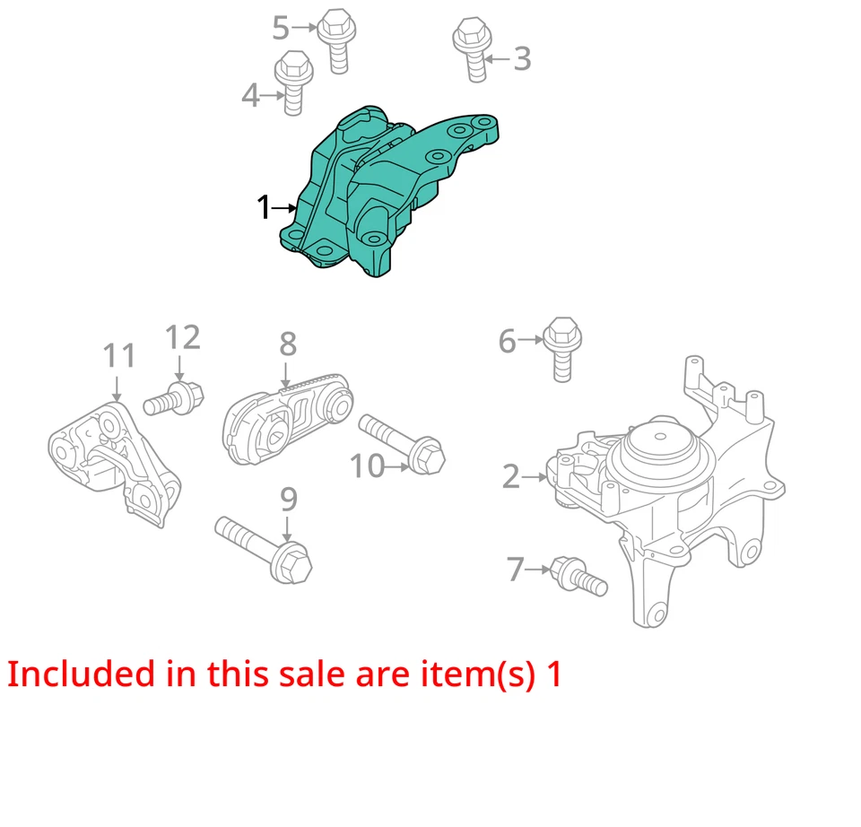 Soporte de montaje para pasajero derecho motor Nissan Rogue 2021 de 2,5 L 112106RA0A OEM Foto 4 de 4