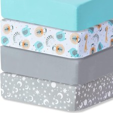 Crib Sheets 4 Pack, Baby Crib Sheets Fitted for Boys and Girls Breathable S...