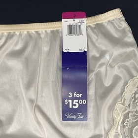 VTG Vanity Fair Lace Brief Panties Nylon Vintage 13001 Sheer Candle Glow NWT Sz7