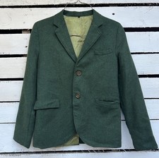 Vintage Boys Wool Tweed Blazer Jacket Woodsy Green Sports Coat 70s TOWNCRAFT 30  