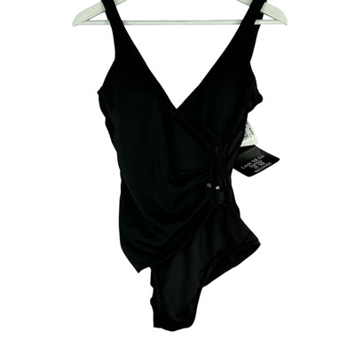 MIRACLESUIT Black One Piece Side Tie Swimsuit Swim Suit Women's Size 10 NWT