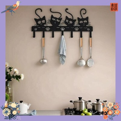 HelloYoung Cat Wall Hook Cute Cat Decor Bag Key Holder for Bedroom Hallway