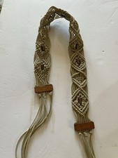 Vintage Macrame Cord Waist Belt Fringe Beads Hippie Boho Festival Pennylane 70's