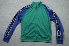 Nike Track Jacket Mens Medium Green Blue Full Zip Swoosh Tape Sleeves Athletic
