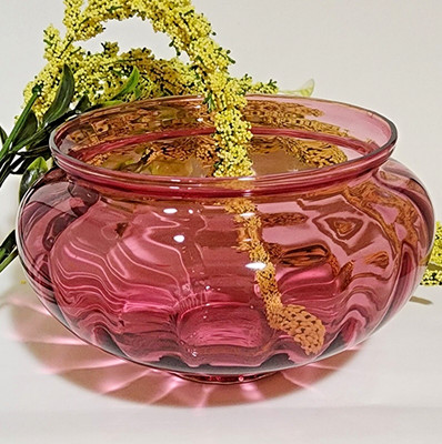 Vintage Handblown Pilgrim Glass Cranberry Centerpiece Bowl EUC Planter