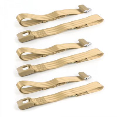 VW Type 1 1958 1967 Standard 2 Pt. Tan Lap Bench Seat Belt Kit 3 Belts