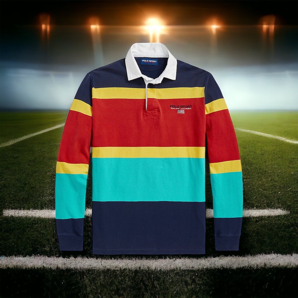 Polo Sport Ralph Lauren RRL Red Stripe Classic Fit Rugby Polo Polo Sport Ralph Lauren RRL Red Stripe Classic Fit Rugby Polo