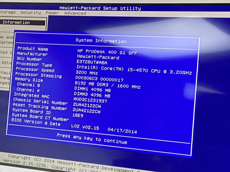 HP ProDesk 400 G1 SFF Core i5-4570 3.2GHz 8GB RAM NO HDD NO OS Good - Image 2 of 4