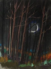 ORIGINAL MOON  Landscape Pastel Painting JMW art John Williams Expressionism