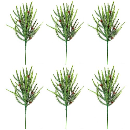 6Pcs Faux Pine Leaves 45cm Artificial Cedar Branches for Xmas Tree DIY Ornament - Picture 13 of 15