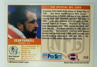 1989 Pro Set Football #248 Sean Farrell Patriots | eBay
