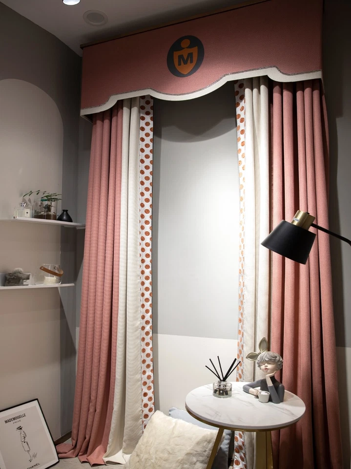 Nórdico Minimalista Moderno Tela Rosa Beige Empalme Cenefa Cenefa Cortina M1363 Foto 3 de 4