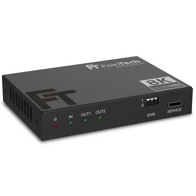 FEINTECH HDMI 2.1 Splitter 1 in 2 out 4K 120Hz 8k Verteiler für Monitor TV Beamer B-Ware