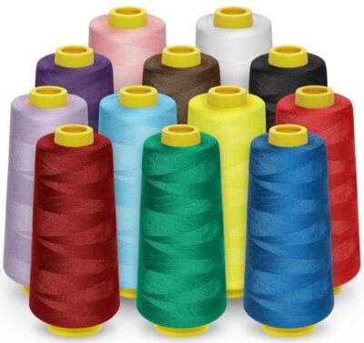 12 Colors Serger Thread 12 Cones Threads of 1800 Yards Each Spool All Purpose...