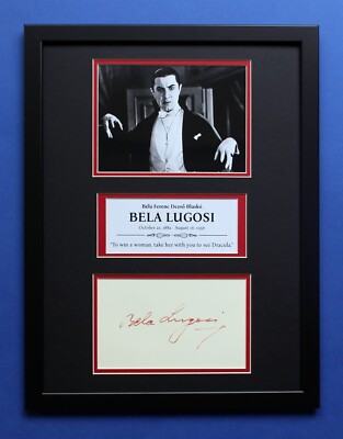 BELA LUGOSI AUTOGRAPH framed masterly display The Dracula