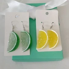 Realistic Lime Slices + Lemon Slices Earrings, set of 2