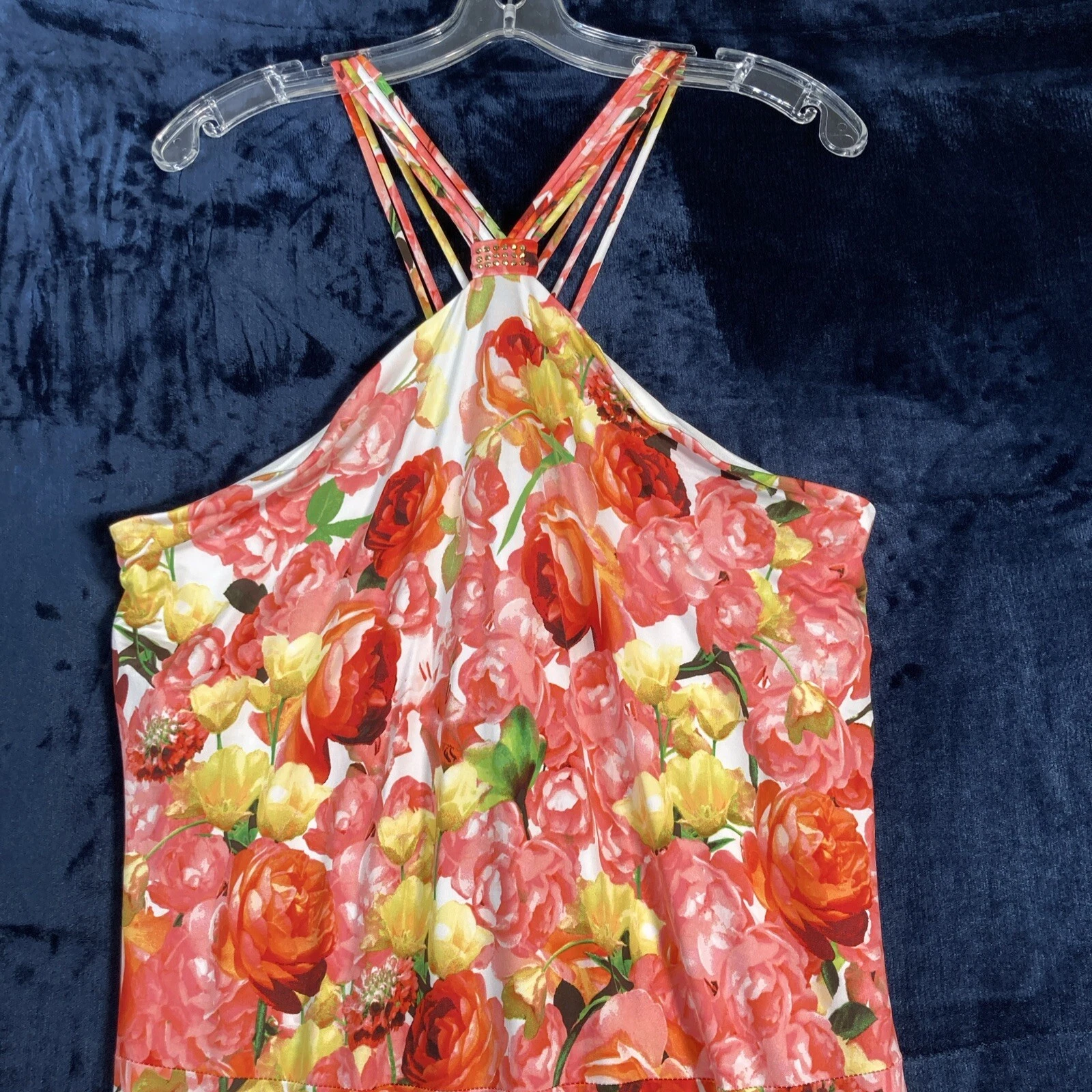 VALENTINO NWT Cache Women's Floral Halter Satin Dress Size XL