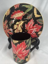 Vintage Fritz And Floyd Autumn Leaves Design Cup And Saucer Lot of 4 Sets