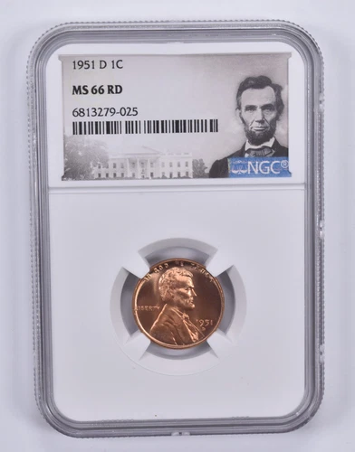 1951-D Lincoln Wheat Cent 1c MS66 RD NGC Special Label