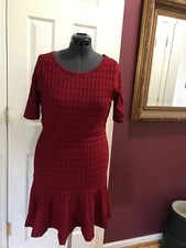Taylor Knit Sweater Dress Red & Black  NWT Size L