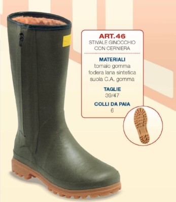 Stivale in gomma fodera lana Trento ginocchio articolo 46
