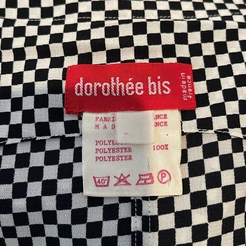 Dorothée Bis France Vintage Black and White Checkered Print Midi Shirt Dress - Picture 5 of 13