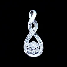 925 Sterling Silver Diamond Pendant Spiral Slide  with Flower
