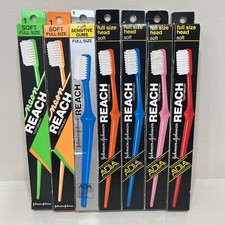 Lot 7 VTG Johnson  Johnson Reach Toothbrush Soft Full Size Head Sensitive NEON 