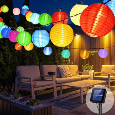 Luci solari a catena - 2 catene, filo di rame, impermeabili, 7 metri per catena, 50 LED (luce calda) | Leroy Merlin