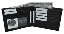 Leatherboss Genuine Leather Men ID Money Holder Bifold Wallet, Black