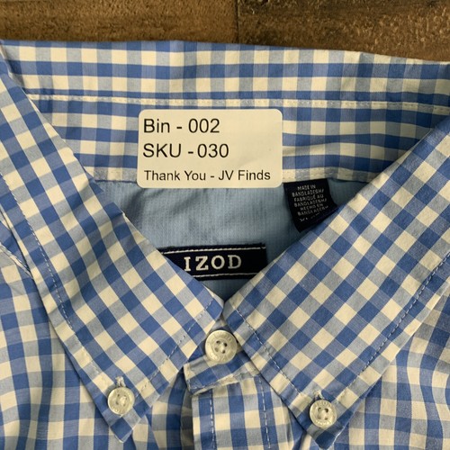 IZOD MEN'S Shirt XL Blue and White Plaid Short Sleeve Button Down - Picture 9 of 9