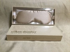 Silken Slumber Champagne Sleep Eye Mask 100% Silk & White Travel Bag