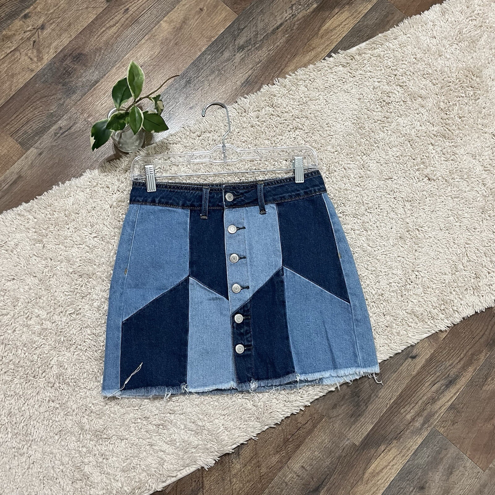 American Eagle Button Front Patchwork Two Tone Fr… - image 1