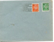 SUR ENVELOPPE OBLITERATION MARSEILLE LIBRE GOUVERNEMENT PROVISOIRE 1944 