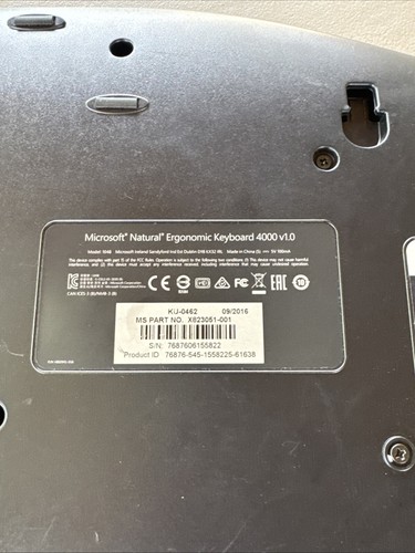 MICROSOFT Natural Ergonomic USB Wired Keyboard 4000 V1.0 Black KU-0462 Tested - Picture 15 of 19
