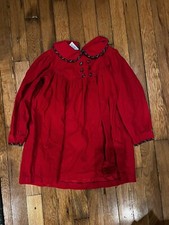 Vintage Girls Samara Red Corduroy Collared Dress Sz 4