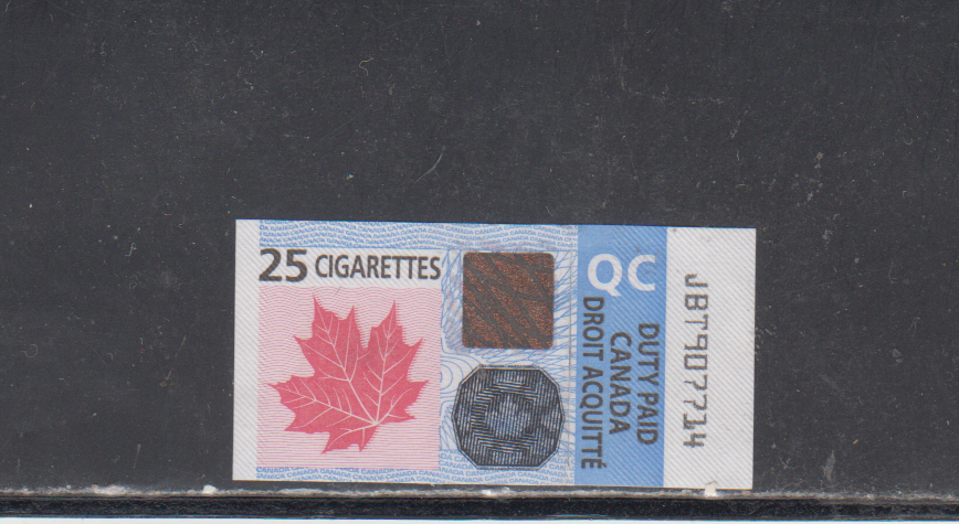 CANADA : 25 CIGARETTES - DUTY PAID STAMP USED - QUEBEC