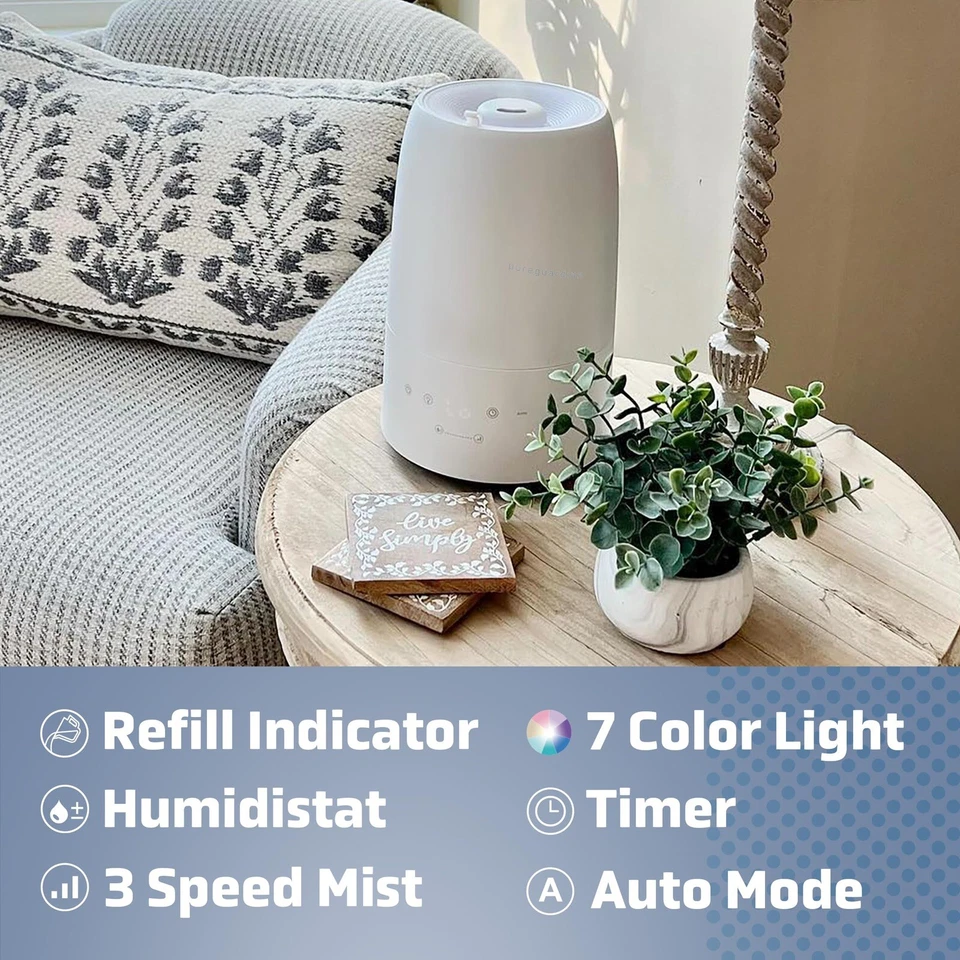 PureGuardian 30Hour Top Fill Cool Mist Ultrasonic Humidifier/Diffuser H955W NEW - Image 3 of 4