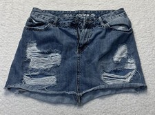 VTG Vanilla Star Mini Skirt Size 5 Distressed Denim Y2K Preppy Western Cowgirl