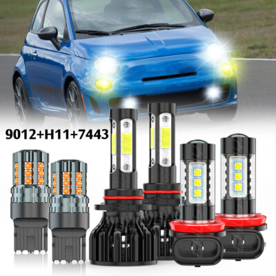 Fit Fiat 500 2012 2013 2014 2015-2019 LED Headlight + Fog Light +